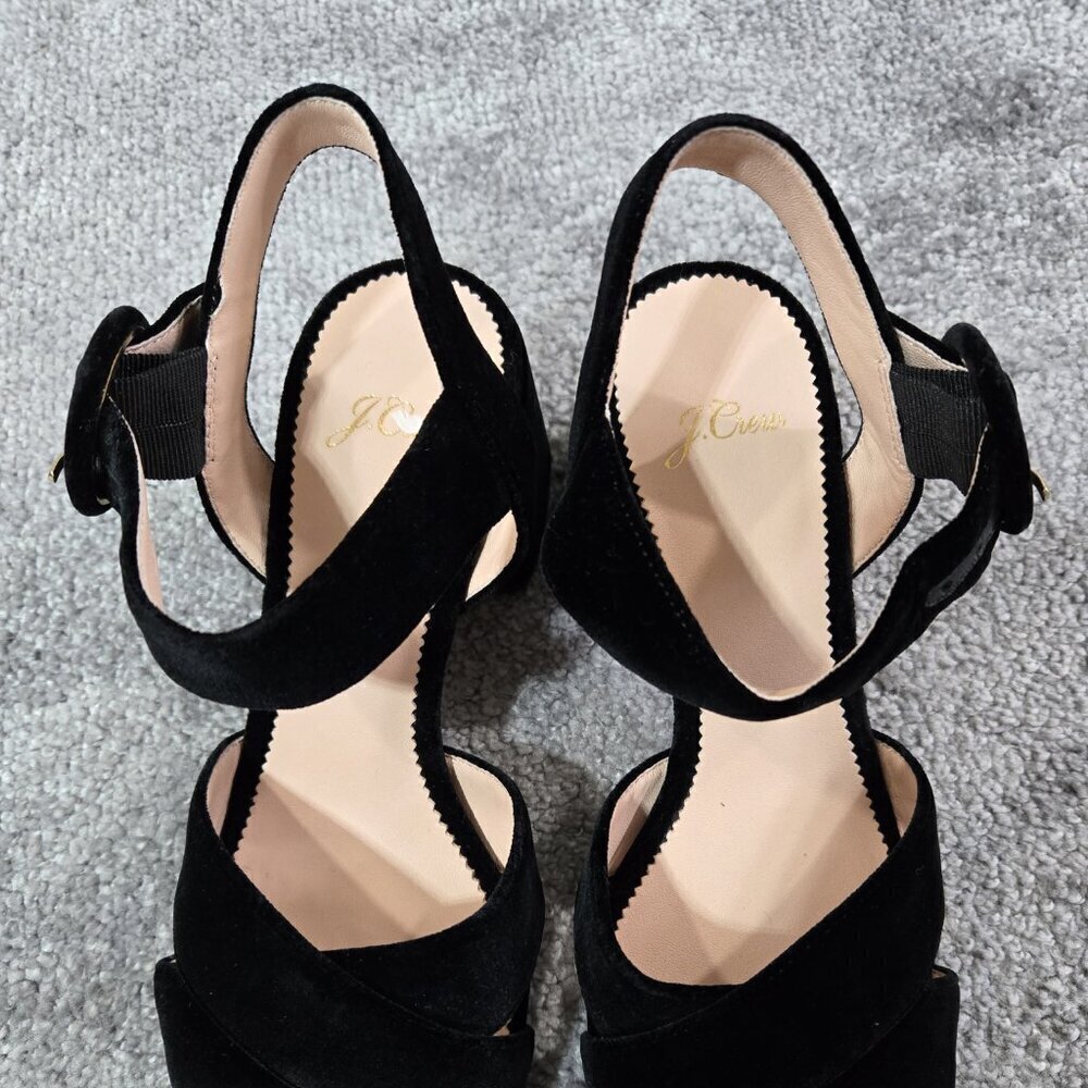 J. Crew Penny Black Velvet Sandal Block Heel Preppy Evening Party K0007 - Picture 3 of 13